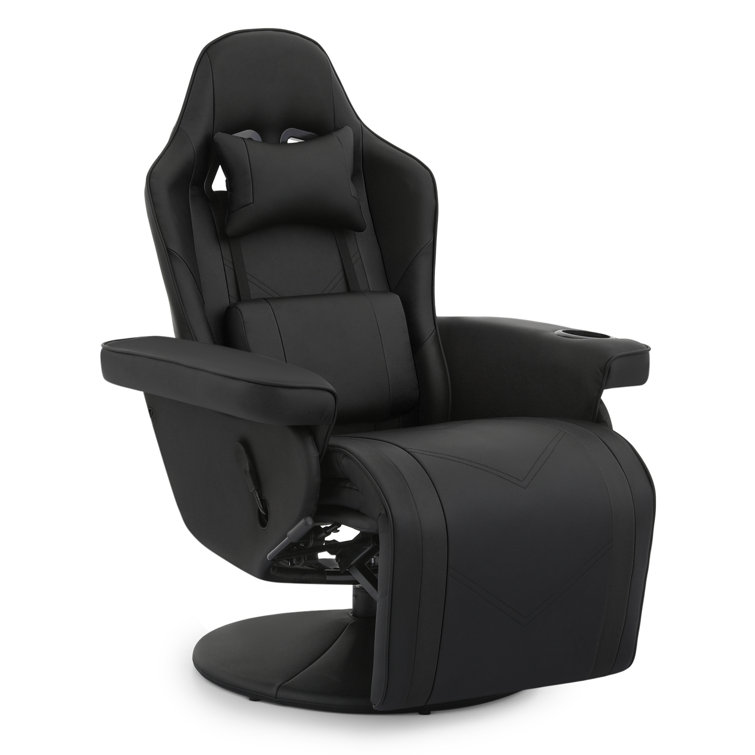 MoNiBloom Reclining Ergonomic Swiveling PC Racing Game Chair with Footrest